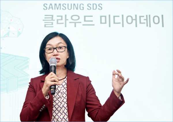삼성SDS 클라우드사업부장 윤심 부사장이 '삼성SDS 클라우드'를 소개하고 있다.