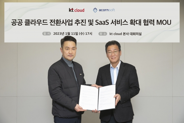 ](왼쪽)kt cloud 김주성 상무, 아콘소프트 김진범 대표
