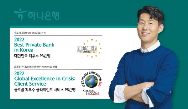 하나은행은 유로머니·글로벌 파이낸스誌 선정 '대한민국 최우수 PB은행'과 '글로벌 최우수 클라이언트 서비스 PB은행상'을 수상했다.